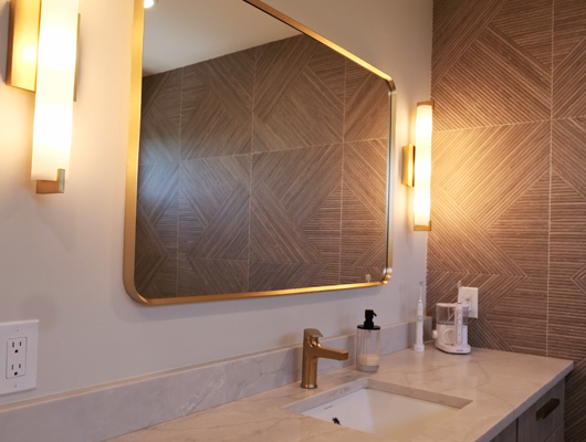 luxury, modern bathroom in a custom home in Port Jefferson, NY