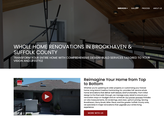 Long Island Creative Contracting whole home renovation services webpage