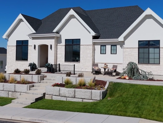 side view of a white modern custom home in pleasant grove Utah