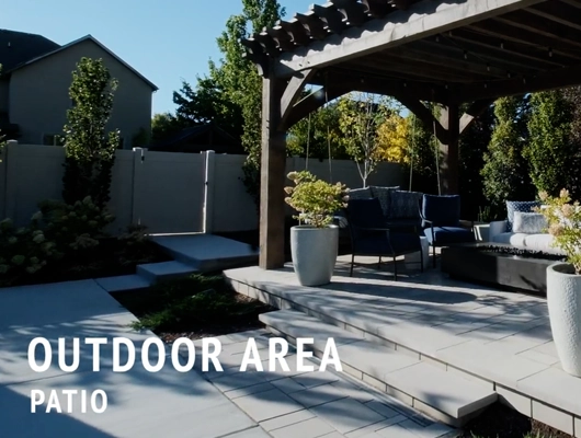 Custom pergola in an outside patio area