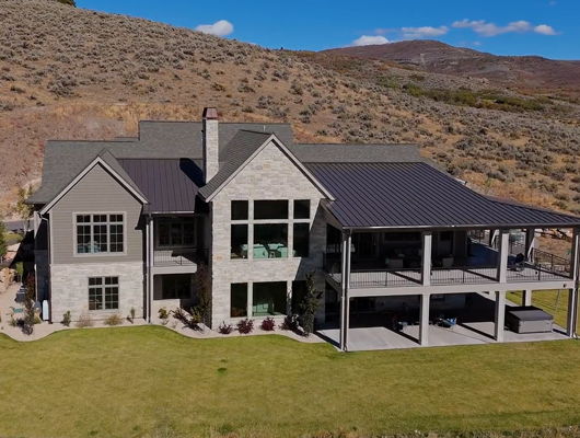 drone shot of a custom built home in Utah county, Utah