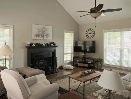 living room with neutral colored painted walls