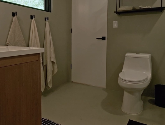 shot of a micro cement bathroom