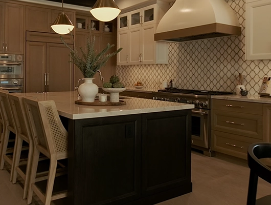 modern and luxury kitchen with statement wall