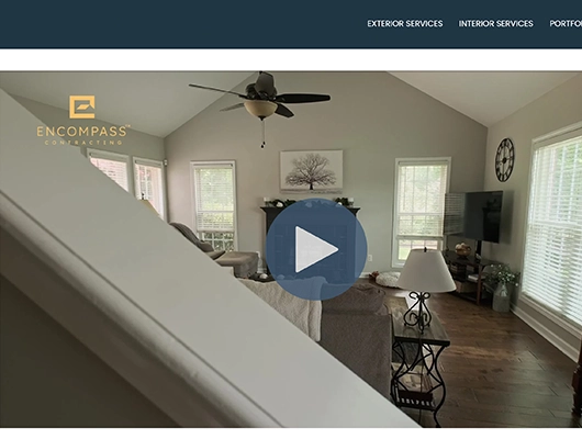 Encompass Contracting homepage with testimonial