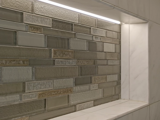 backlit shower niche