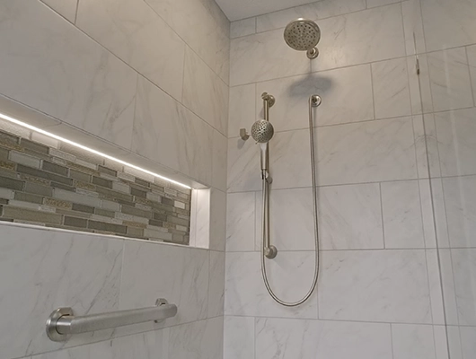 seamless shower with glass